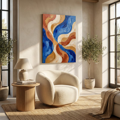 Floral Sketch with Abstract Shapes Soft Pastel Line Art Canvas Art