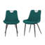 Modern Velvet Upholstered Dining Chair, Steel Legs, Green or Grey  Set of 2-1815858405