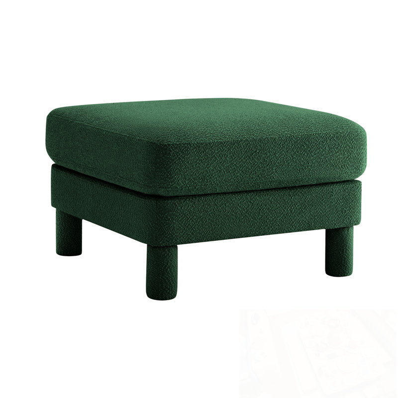 Polyester Ottoman With Four Sturdy Legs, Green