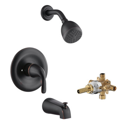 Nita Vantage Shower Trim System: Round Shower Head, Single Handle Set, Tub Spout & Rough-in Valve Included - Oil Rubbed Bronze