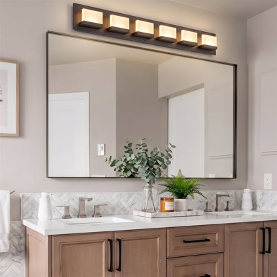 Éclairage pour salle de bain à DEL en bronze huilé à intensité variable à 6 lumières Aianna