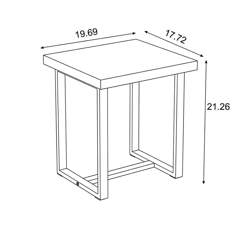 Industrial Side Table with Wooden Top & Metal Frame, Compact End Table for Living Room, Bedroom, Small Spaces, 1