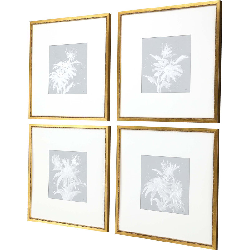 HomeRoots "Ensemble de quatre échinacées, reproduction d'art encadrée", 4 pièces