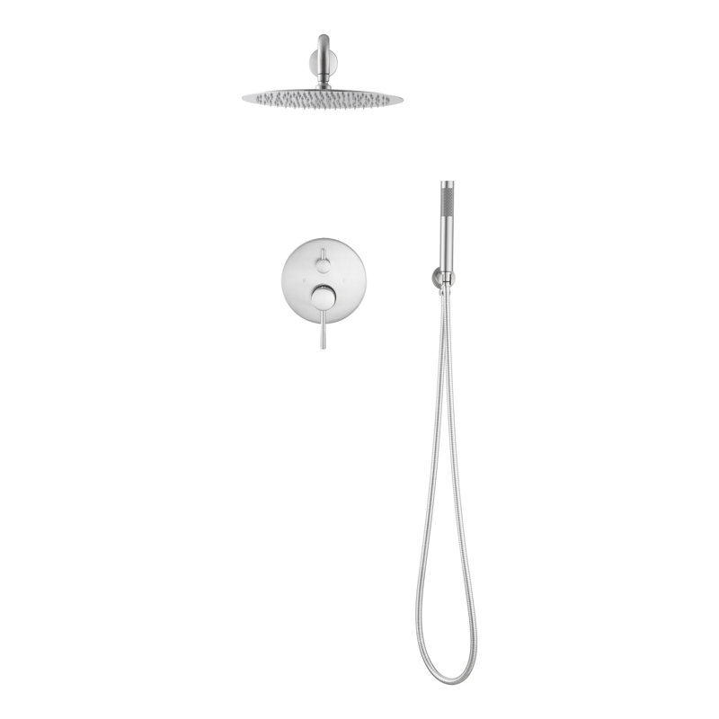 Wall Mounted Shower Assembly Kit For Bathroom - High 10" Stainless Steel Rain Head And Handheld 2 Way Balance Valve Brushed Nickel With & Handheld, Valve, Finish