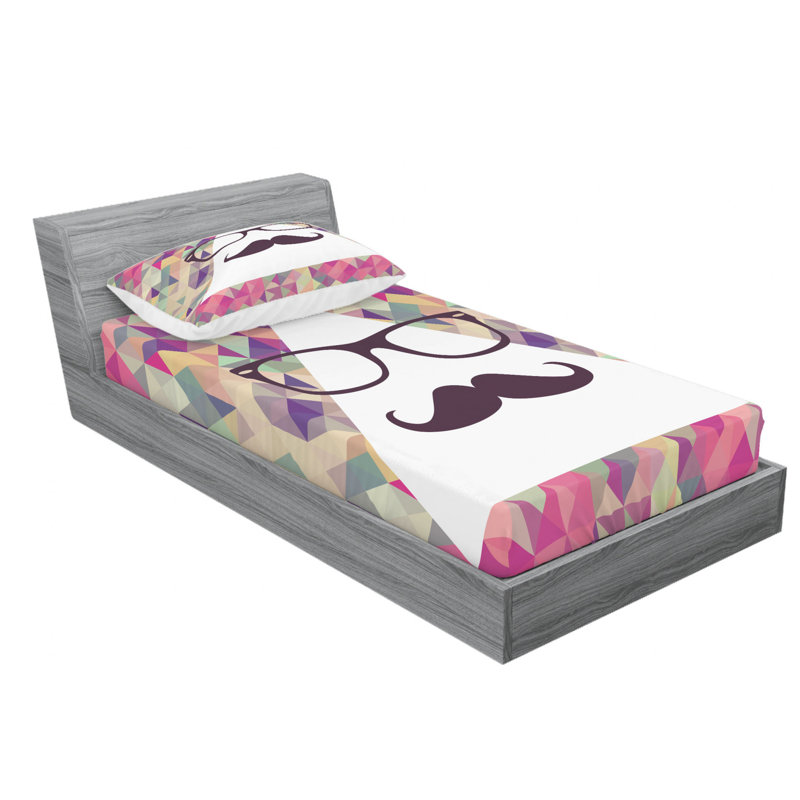 Microfiber Geometric Sheet Set, Twin Sheet Set with Fitted Sheet