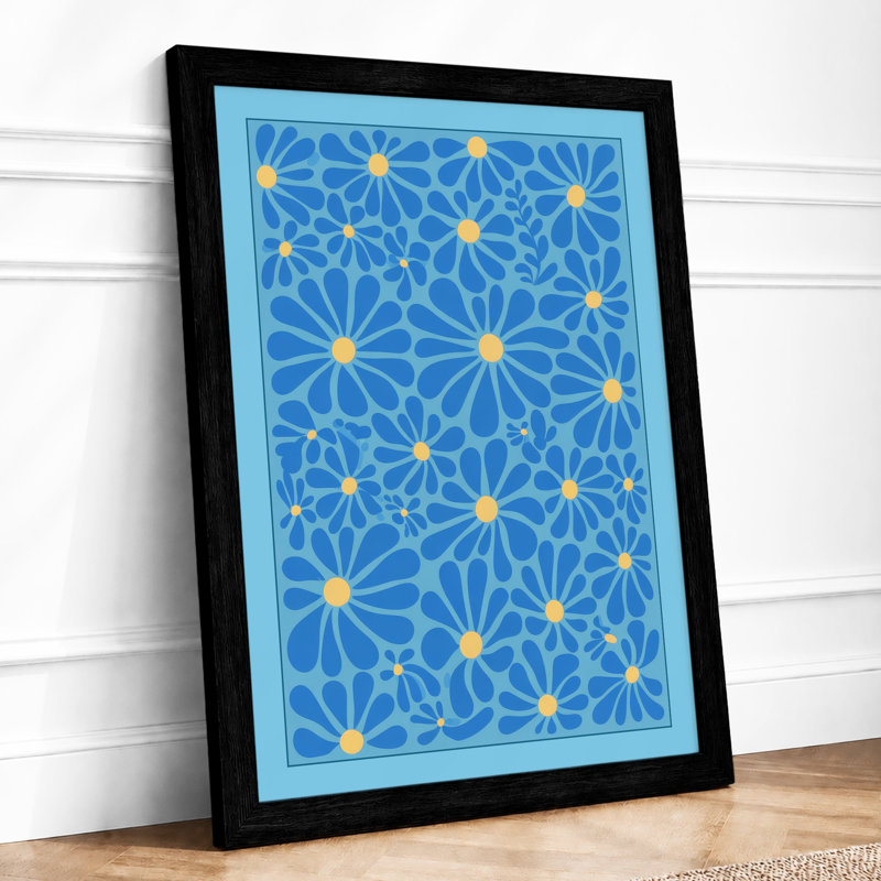 Dancing Daisies Botanical - Framed Print, A3 - 42.0 x 29.7 cm, Black