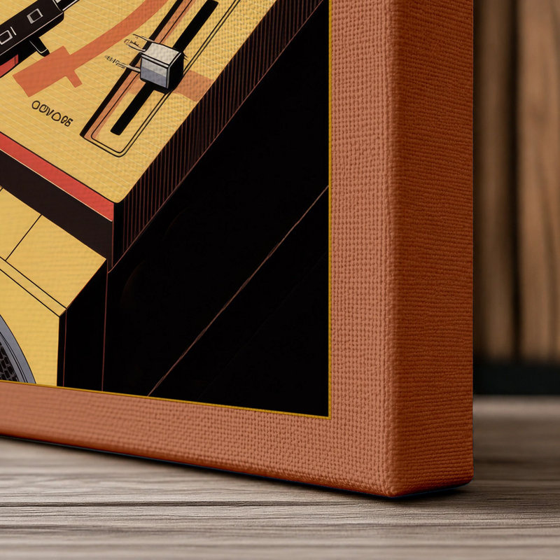 Wireless Vinyl Retro - Wrapped Canvas, 18x12 - 45.7 x 30.5 cm, Terracotta Border