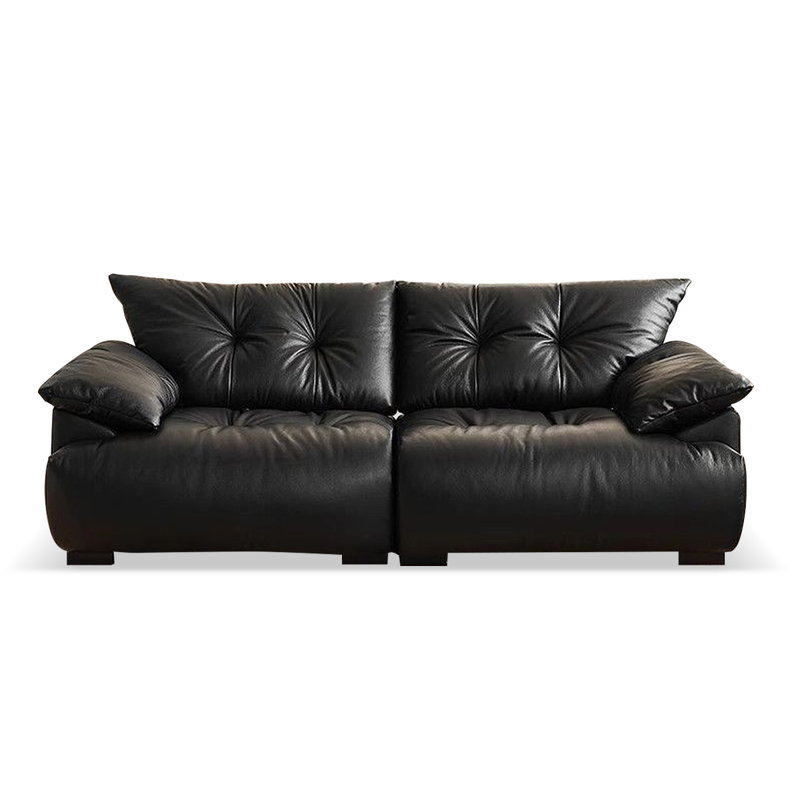 Canapé modulaire noir en similicuir, H 33,46 po x l 94,49 po x P 47,24 po