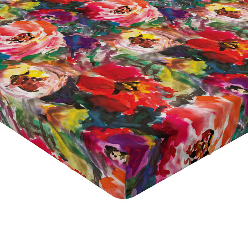 Drap-housse à motif floral Ambesonne, Drap-housse simple TG, Corail foncé / motif floral rouge