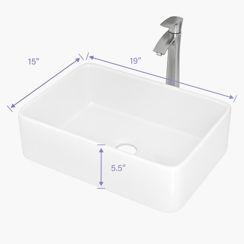 Lavabo de salle de bain rectangulaire Narendra
