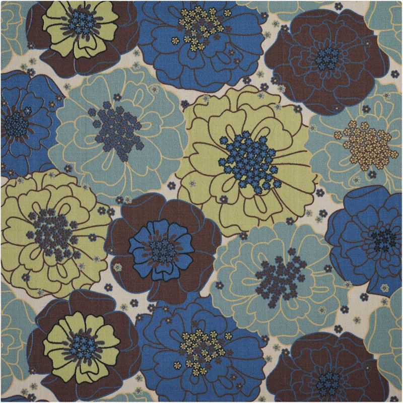 Tapis bleu moderne Dian, Carré 8 pi 6 po