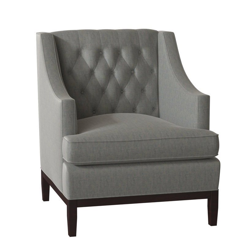 Carmel Tufted Armchair, Gray, Black Walnut