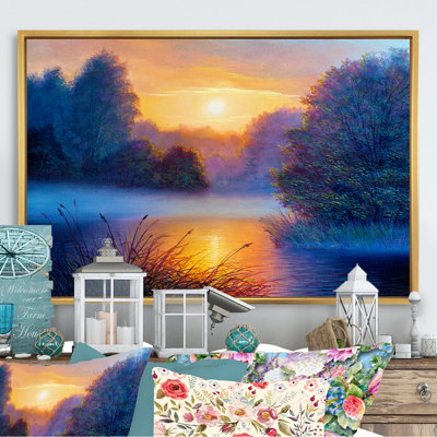 «River In Sunset Winter Forest III», reproduction sur toile flottante