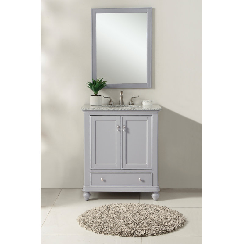 Otto 30'' Single Bathroom Vanity with Top, Light Gray, Sparkling Gray Quartz