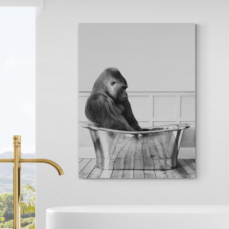 Gorilla In Bath - Wrapped Canvas Print, 81cm H x 61cm W