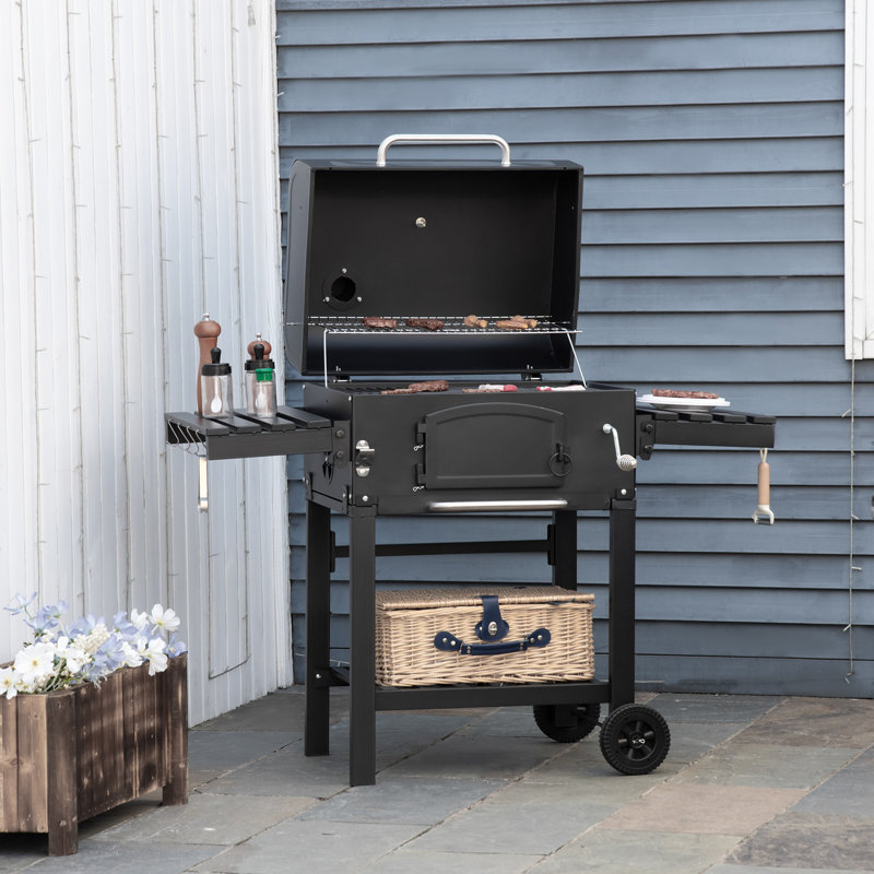 Barbecue au charbon en baril avec fumoir 48 po Outsunny