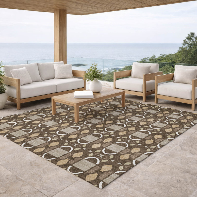 Machine Washable Indoor/Outdoor Chantille ACN2920 Striped Rug, 3' x 5', Chocolate