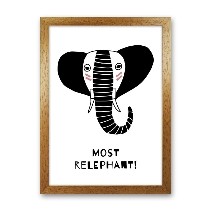 Elephant by Miniofmine - Print, 34cm H x 25cm W x 3cm D, Brown Framed