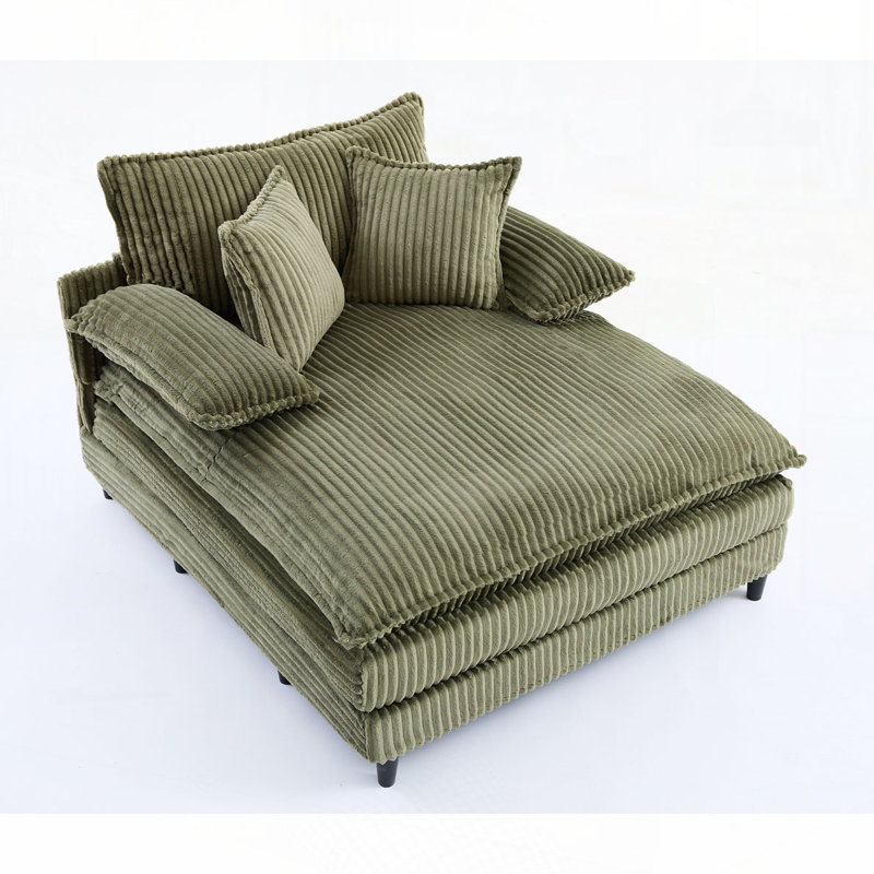 Méridienne rembourrée Corduroy, Vert