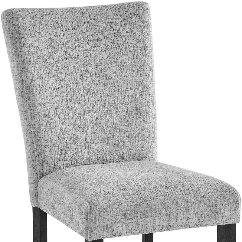 Ensemble de deux chaises d'appoint de salle à manger rembourrées en bois et tissu gris clair et noir
