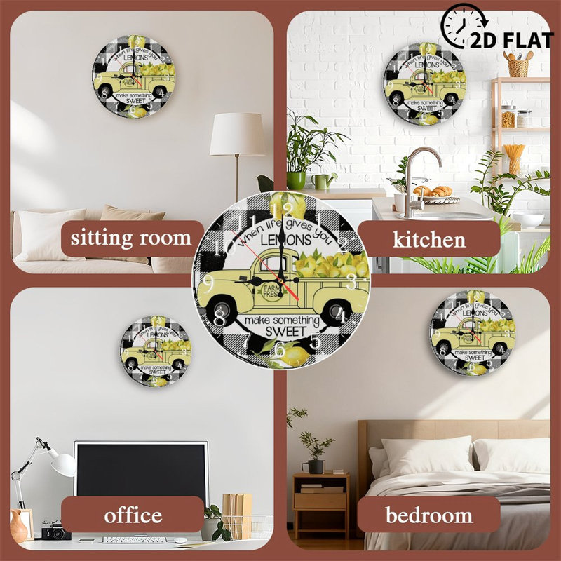 Horloge murale en bois 10 po, mouvement silencieux, à piles (piles AA non incluses), décor artistique, parfait pour les décorations