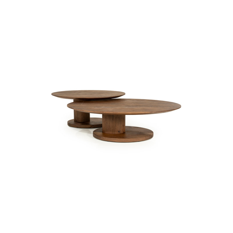 Novia Solid Wood Coffee Table, Light Brown, 14" H x 35" L x 24" W