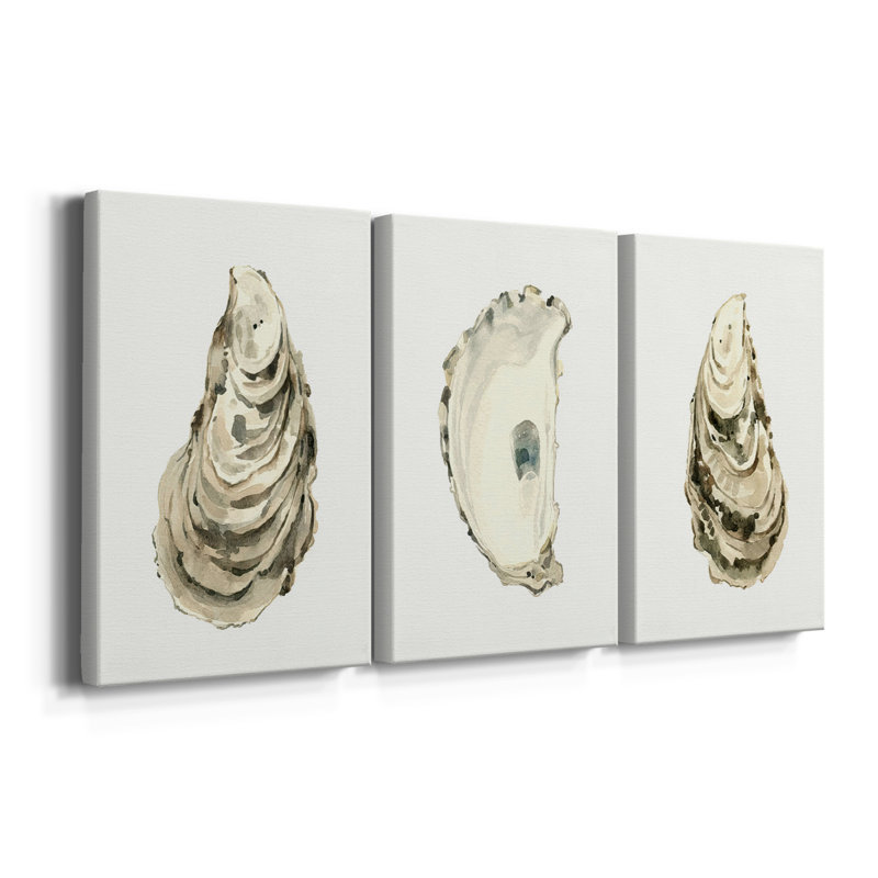 Neutral Oyster Study I - Toile tendue sur mesure avec châssis - 3 pièces, H 27 po x l 54 po