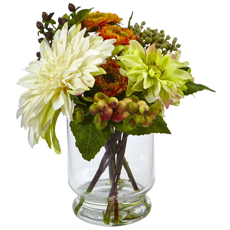 Arrangement floral dahlia dans un vase
