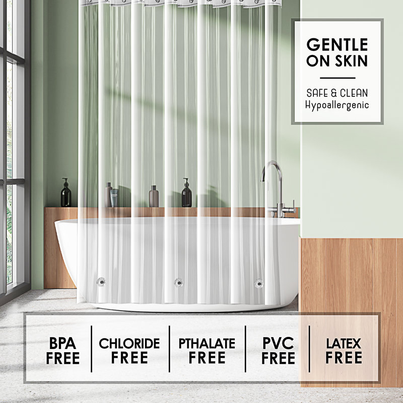 Clara Clark Heavy Duty Shower Curtain Liner, Clear