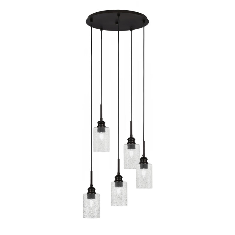 Luminaire suspendu grappe 5 lumières avec verre 4 po Edge, Espresso