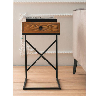Solid Wood Top End Table with Storage