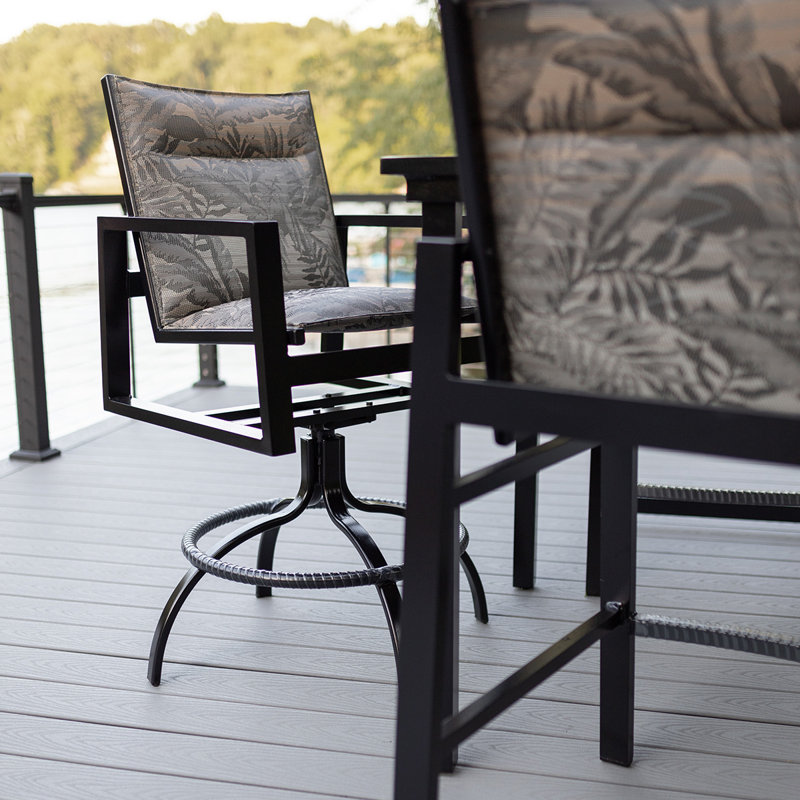 Vida Outdoor Bar Stool, Clay, Alabaster