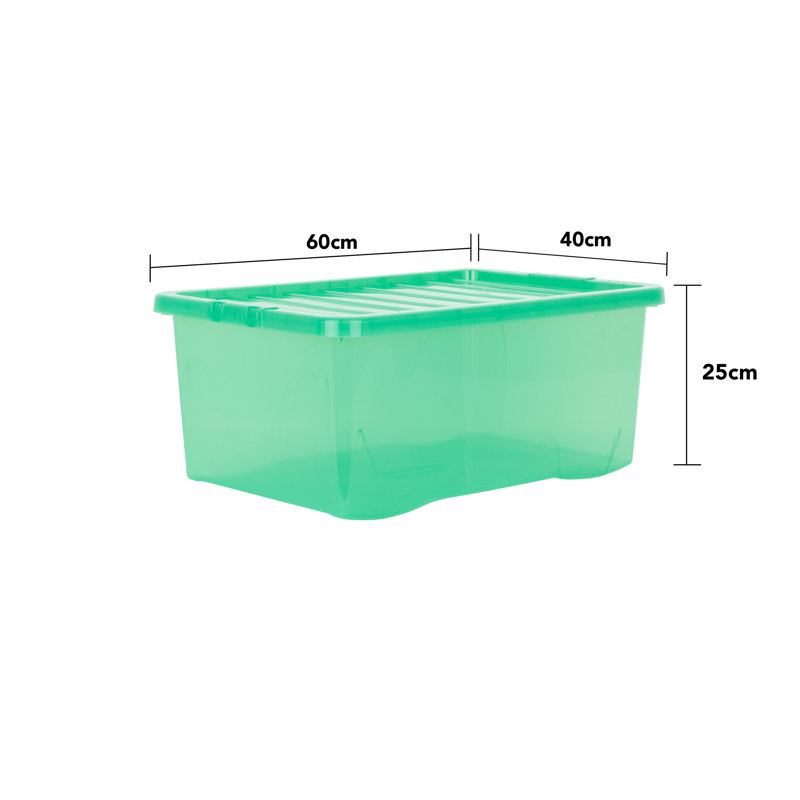 Wham Crystal 45L Plastic Storage Box Pack of 5 Tint Leprechaun Green