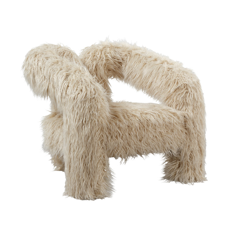 Frejya 78cm Wide Occasional Chair, Ivory Faux Fur