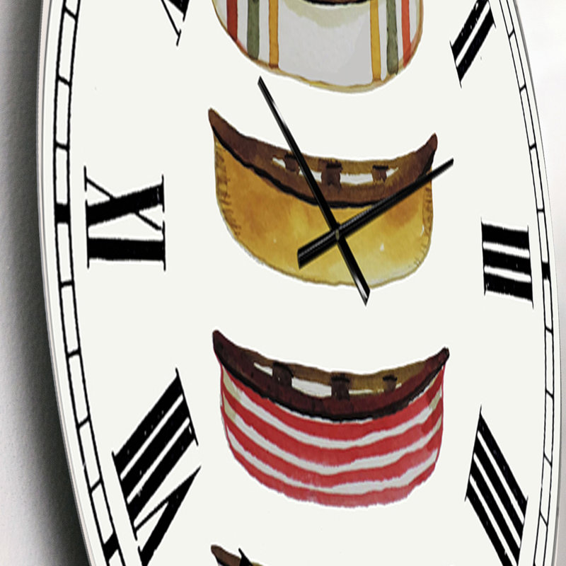Cinq canots - Grande horloge murale Lake House, Petit