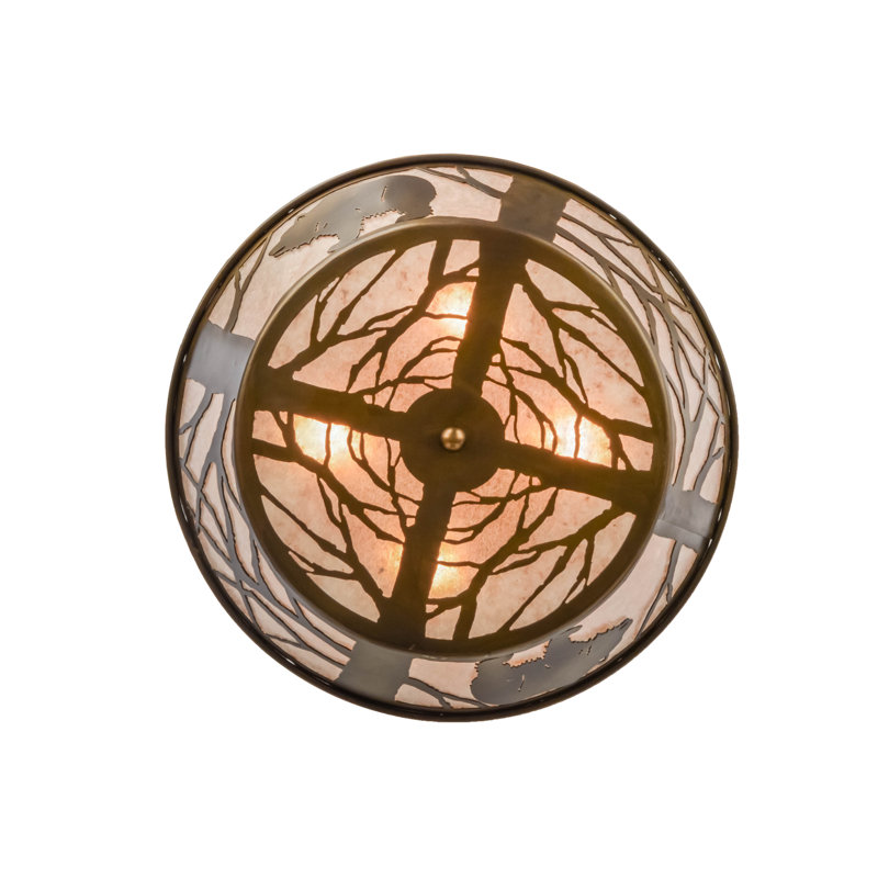 Rustic Copper and Glass Bear Flush Mount Light