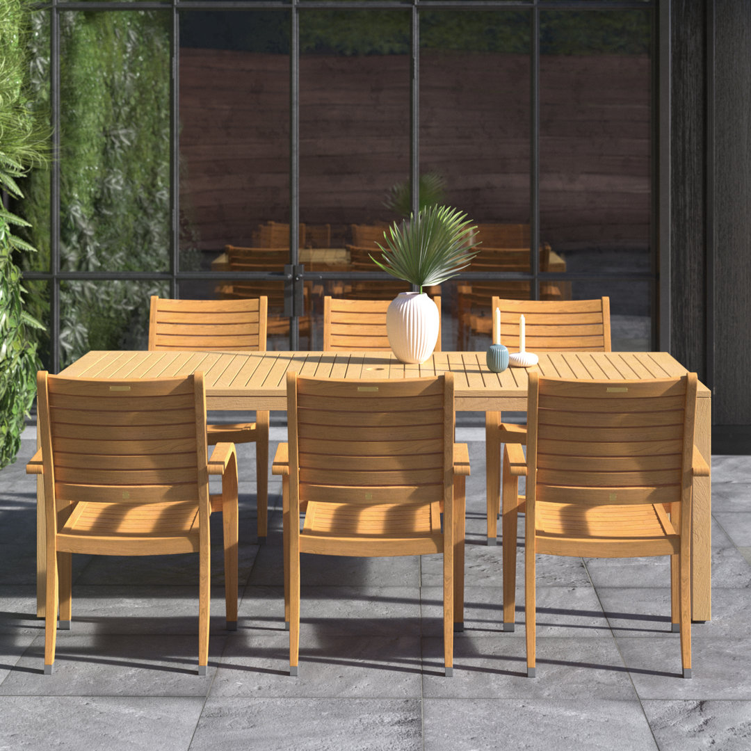 Anautica 6 - Person Wood Patio Dining Set with Rectangular Table Lark Manor™