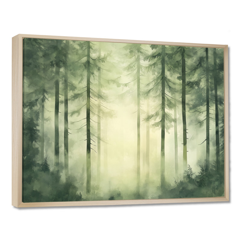 Décoration murale douce vert forêt brume I - vert forêt, H 12 po x l 20 po, Cadre naturel flottant
