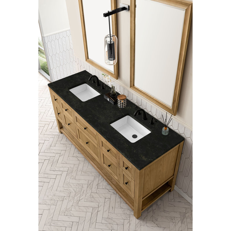 Breckenridge 72'' W Double Vanity, Light Natural Oak, Phantome Eclos, 8" Widespread