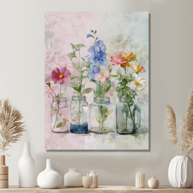 Maison de campagne avec bouquets de fleurs sauvages, H 32 po x l 24 po, Toile tendue, Ne s’applique pas