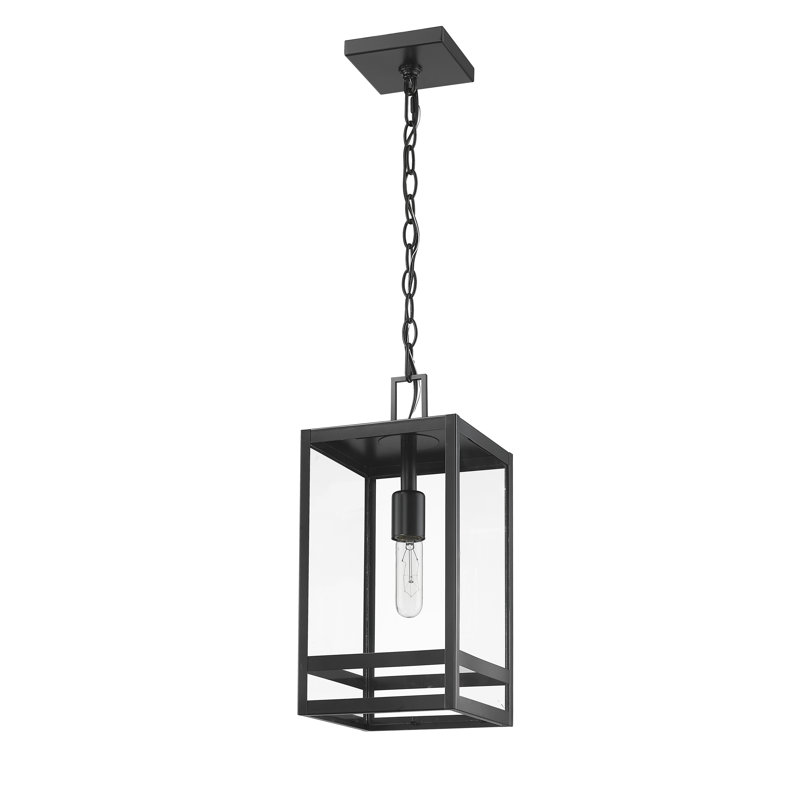 Lanterne suspendue d'extérieur 1 lumière noire Sylmar, H 112 po x l 7,5 po x P 7,5 po