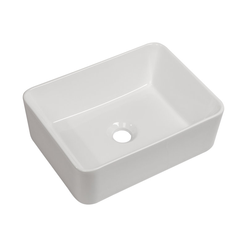 16"x12" White Ceramic Rectangular Bathroom Sink