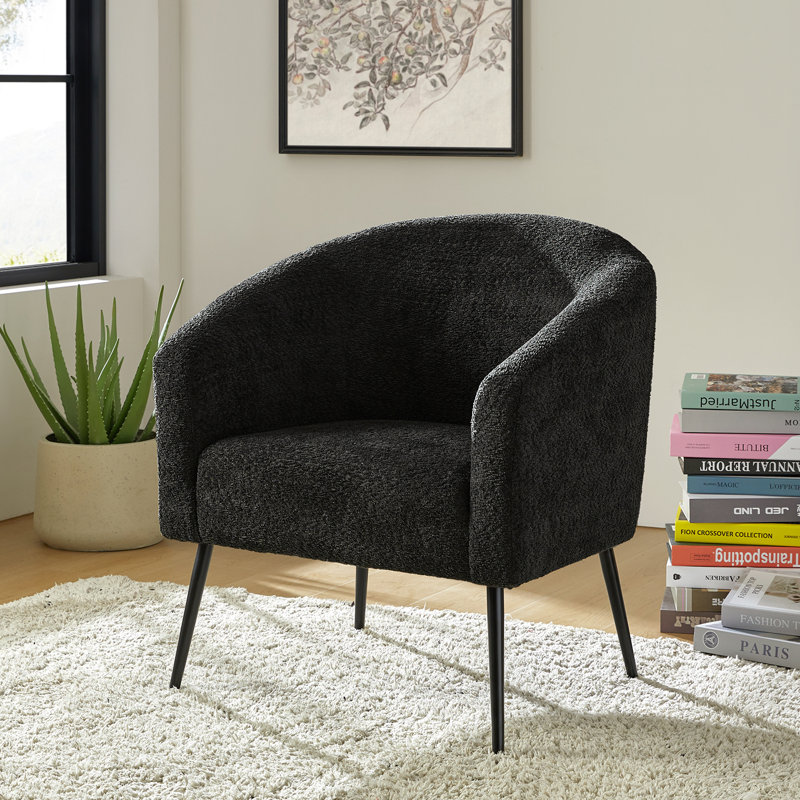 Chaise avec accoudoirs modernes 27,5 po Cadie, Polyester noir