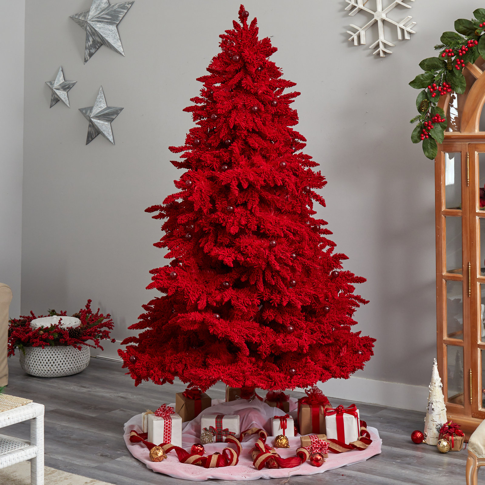 Lighted Artificial Christmas Tree, 8' H