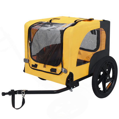 Pet Bike Trailer Dog Cart For Bicycle, Suitable For Small And Medium Pets, Easy Folding Cart Frame, Quick Release Wheel, Non-Slip Floor, Internal Leash