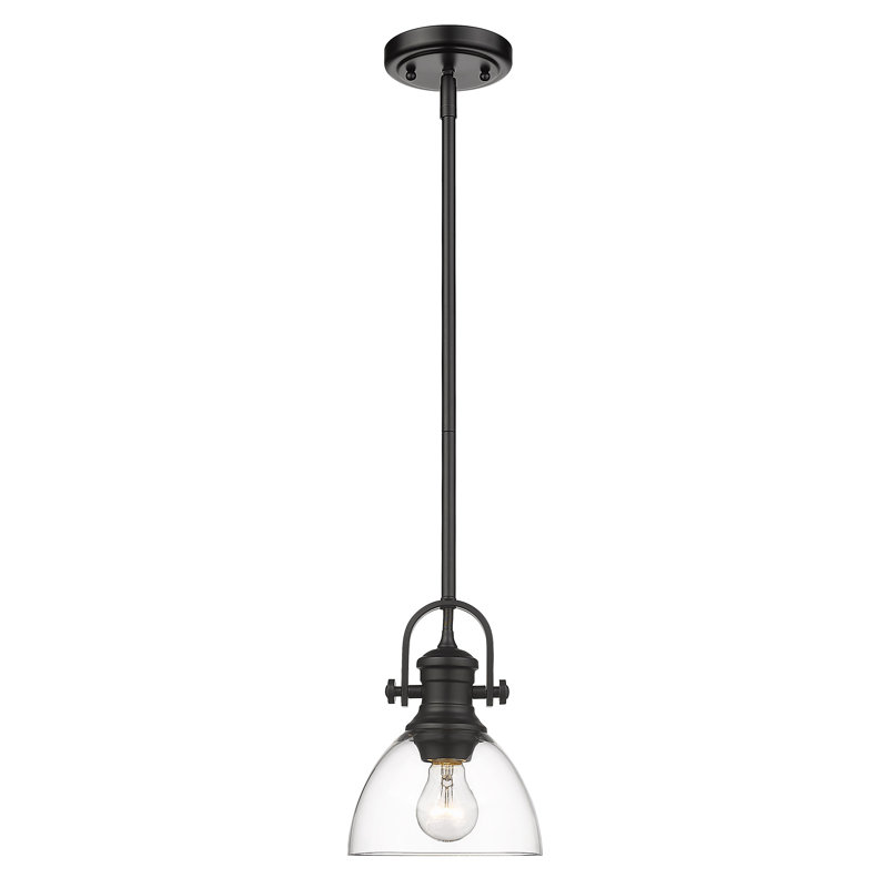 Bales 1 - Light Shaded Pendant, Clear Glass, Matte Black