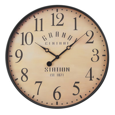 Horloge murale transitionnelle, brun antique rond de 20 po