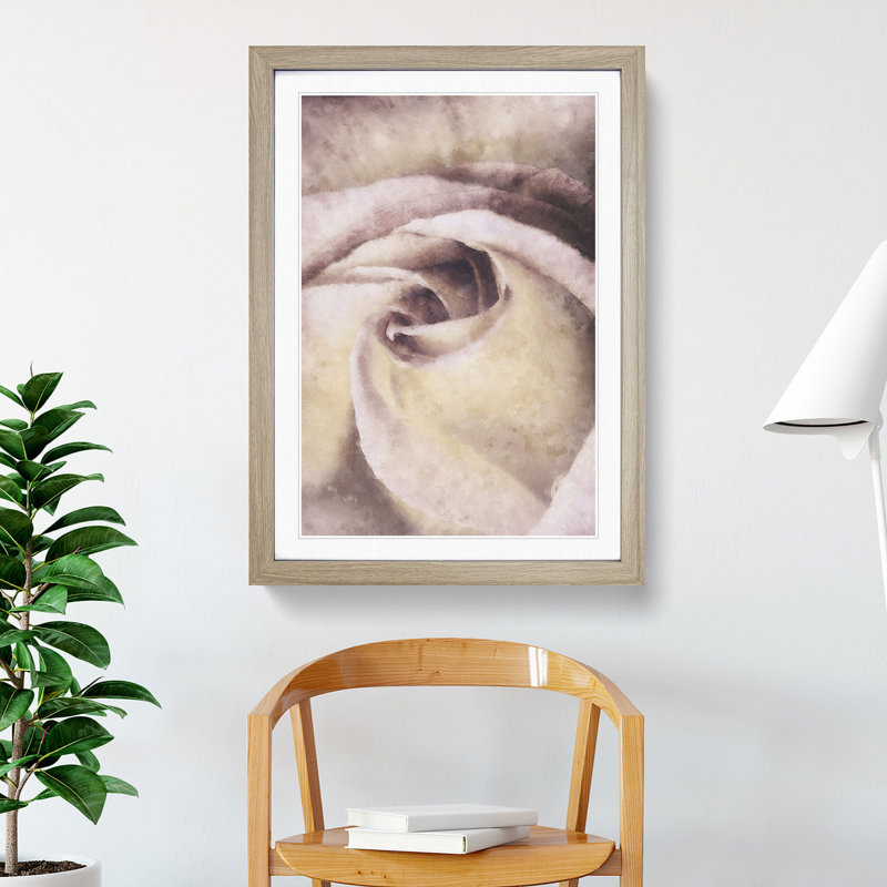 Pale Pink Rose Abstract - Picture Frame Painting Print, Oak Framed, 63cm H x 45cm W x 2cm D