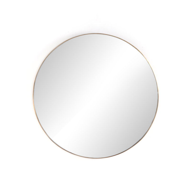 Georgina Flat Metal Wall Mirror, Polished Brass