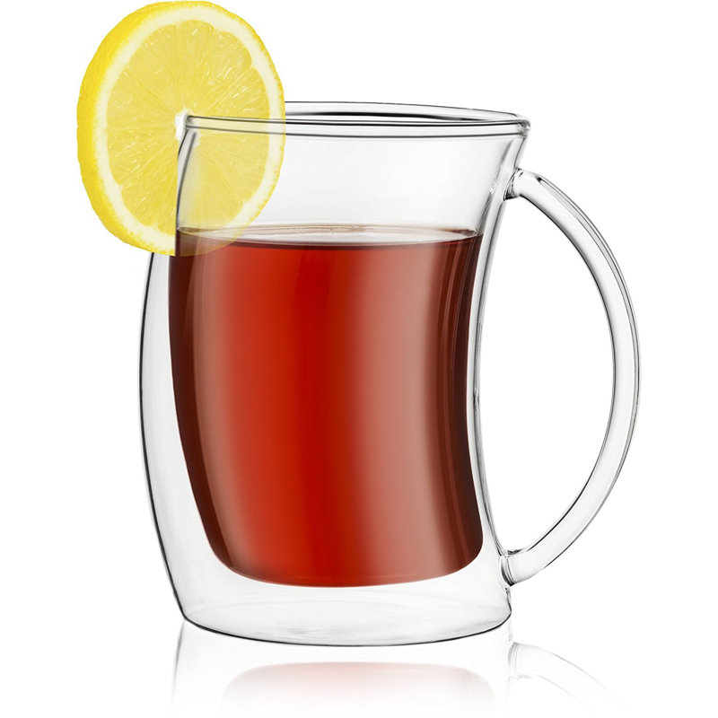 Caleo 10-Ounce Double Wall Insulated Glass Coffee Mugs - Set of 2
